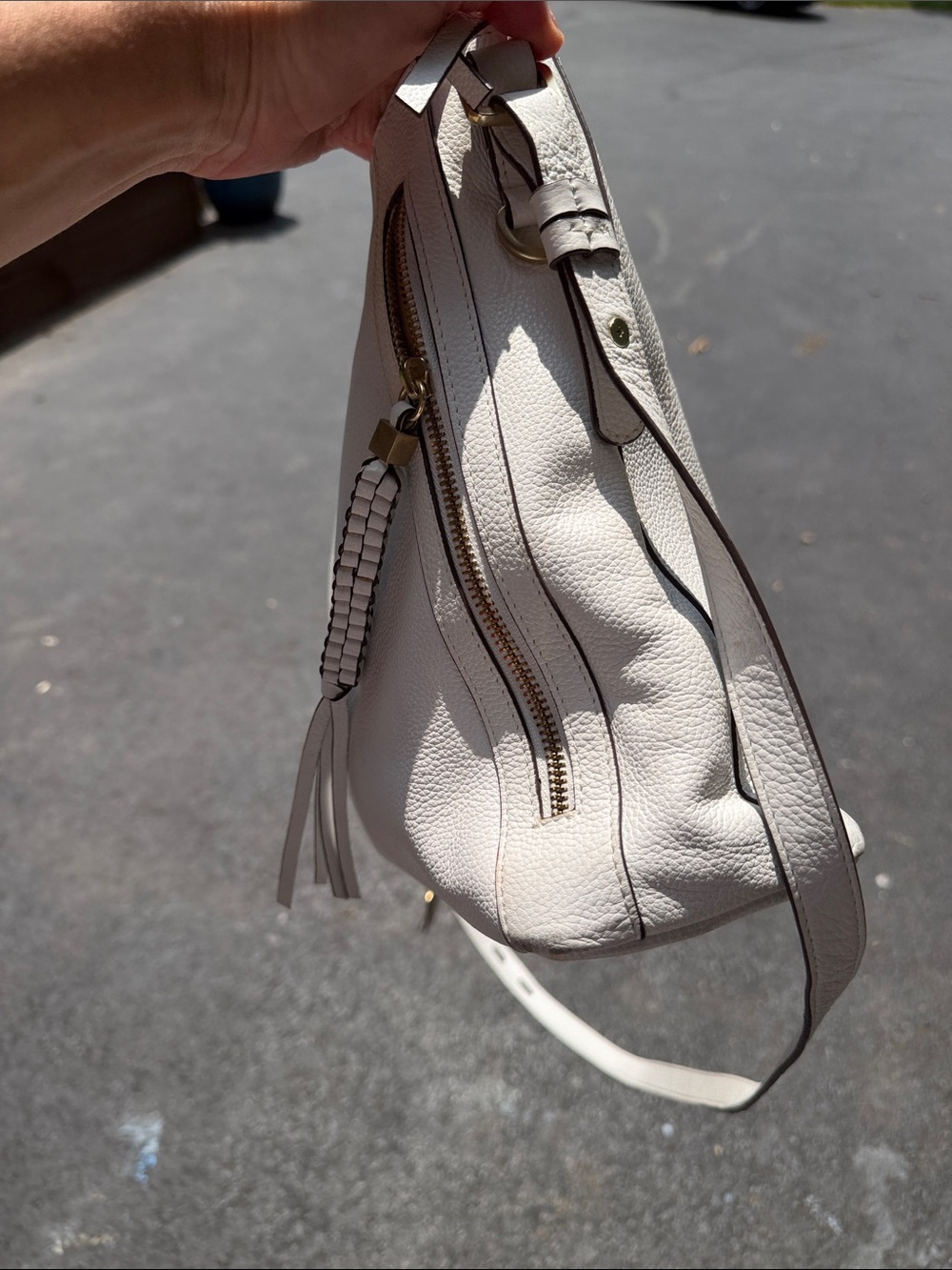 LODIS ~White Pebbled Leather Shoulder Bag RARE - Picture 8 of 9